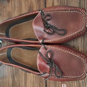 L.L. Bean Brown Leather Loafers with Decorative Lacing